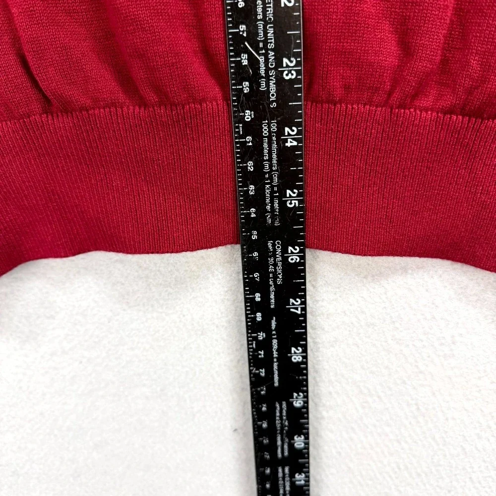 Tommy Hilfiger Sweater Mens Small Red‎ Iconic Flag Logo Ribbed Cuffed Hem V-Neck